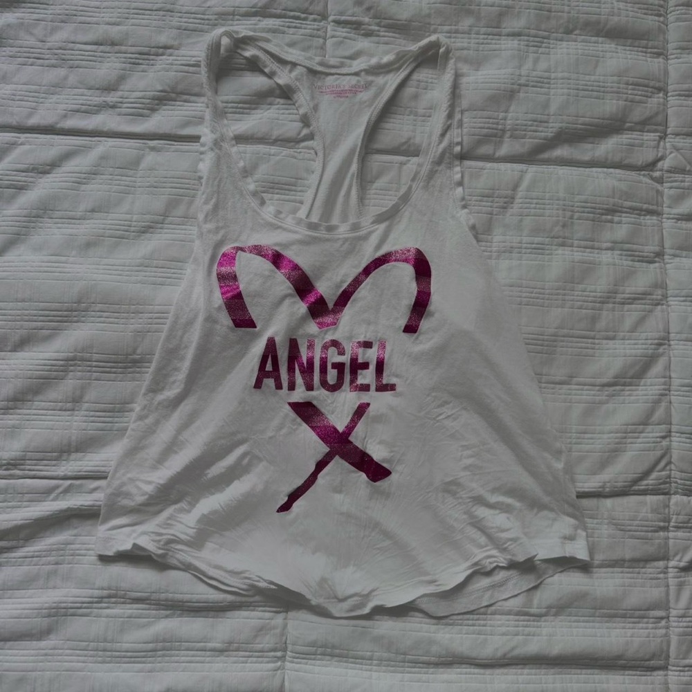 Victoria’s Secret Angel White and Pink Tank Top